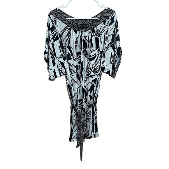 BCBG MAXAZRIA MAE SHEATH ABOVE KNEE DRESS TROPICAL BLACK WHITE ELEGANT COCKTAIL - Picture 5 of 8